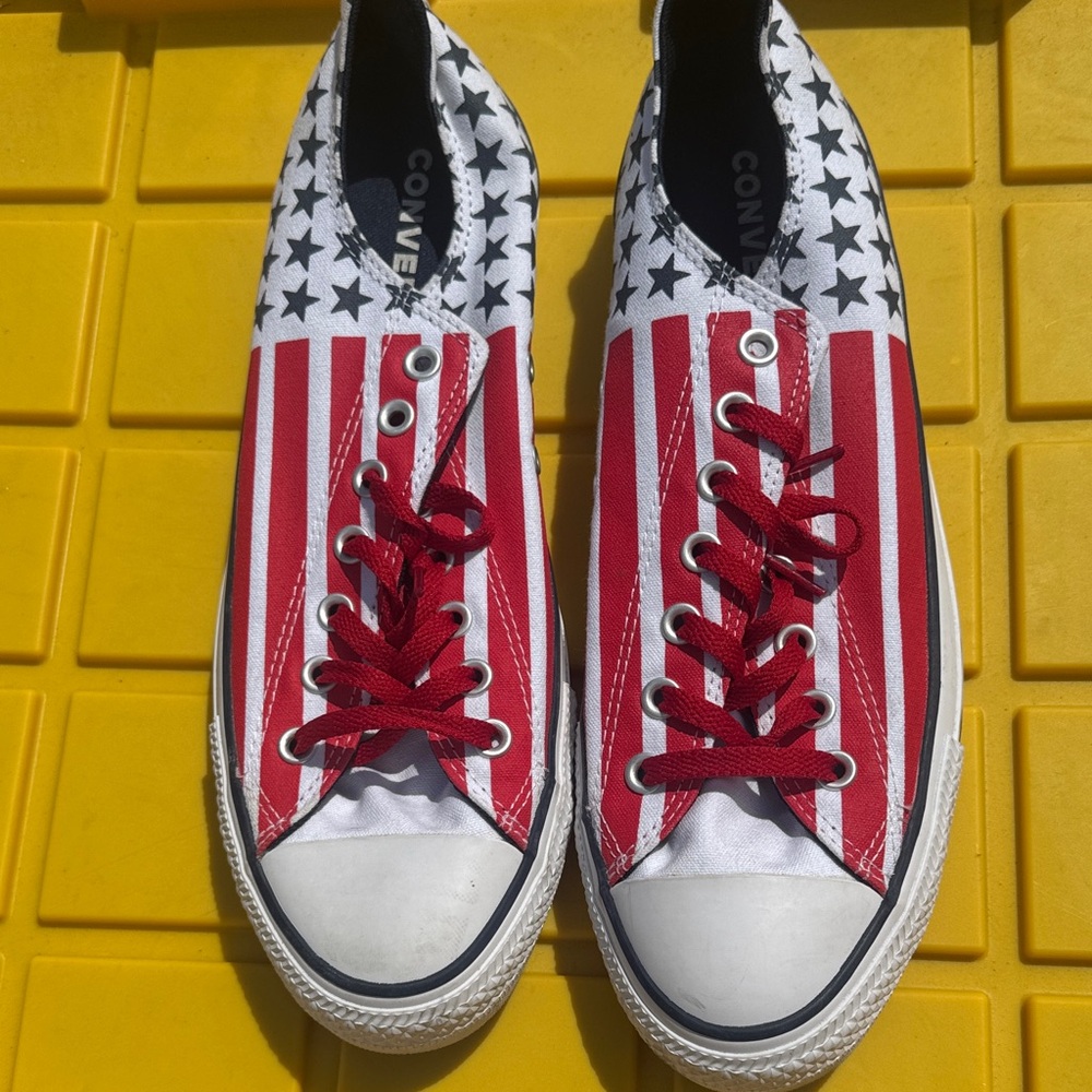 Converse Red and White Sneakers with Patriotic Design